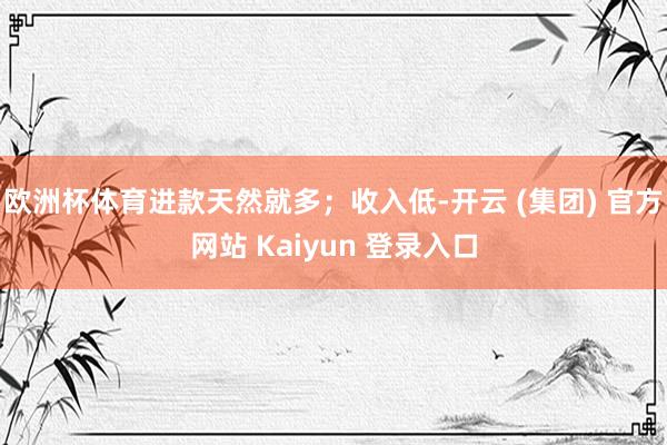 欧洲杯体育进款天然就多；收入低-开云 (集团) 官方网站 Kaiyun 登录入口